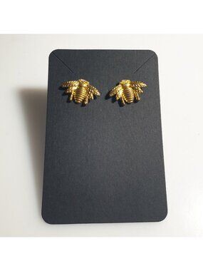Gold Bee Stud Earrings Lightweight Metallic Insect Post Jewelry Trendy Feminine